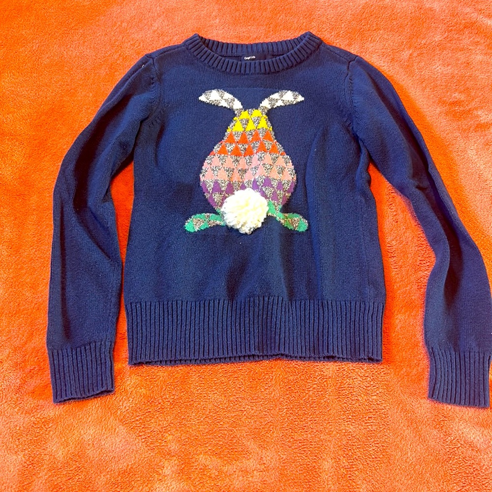 Gapkids Size 8/med (more like 6/ small) sweater. 3D tail cute bunny on navy